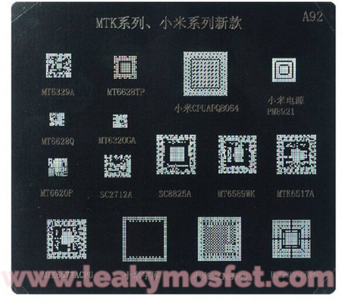 BGA Reball stencil for Xiaomi MTK PM8921 MT6329A MT6517A MTK6577A CPU MSM8960 BCM281551FDPG G1025