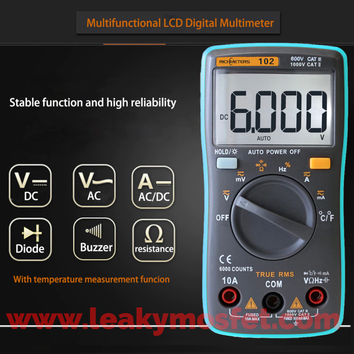 RICHMETERS RM101 RM102 Multifunction Digital Multimeter