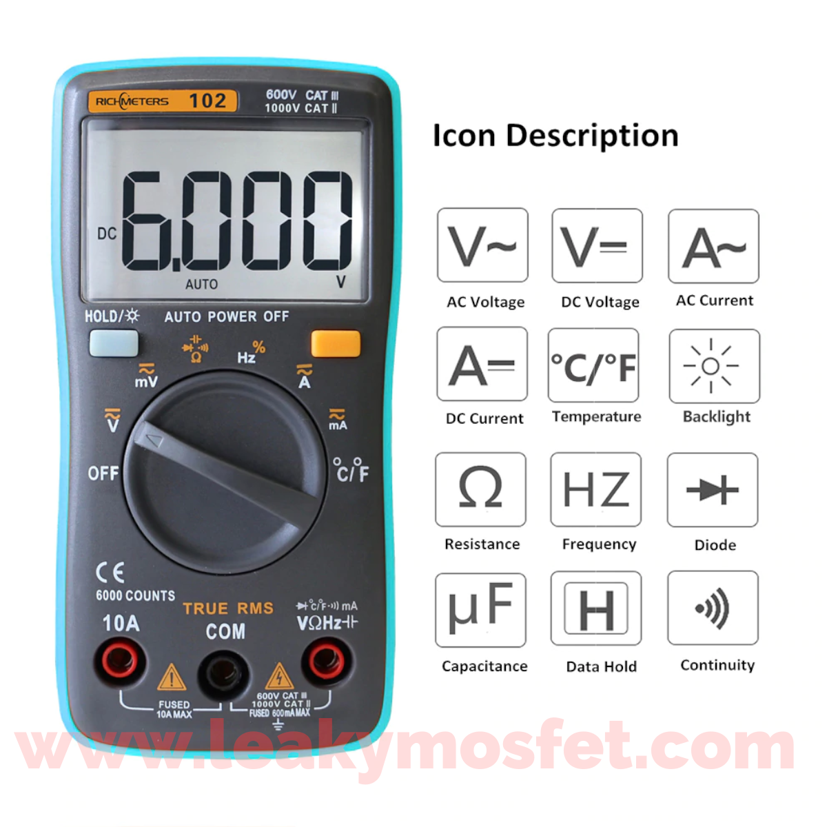 RICHMETERS RM101 RM102 Multifunction Digital Multimeter